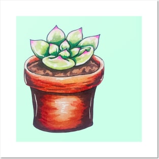 Cute Potted Succulent Posters and Art